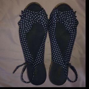 Natural Soul Navy Polka Dot Wedges